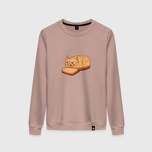 Женский свитшот Кот хлеб - Bread Cat / Пыльно-розовый – фото 1