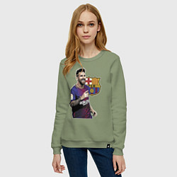 Свитшот хлопковый женский Lionel Messi Barcelona Argentina, цвет: авокадо — фото 2