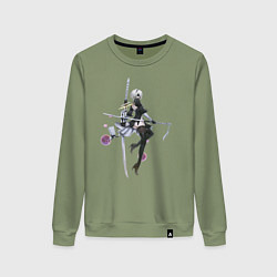 Свитшот хлопковый женский 2B Nier, цвет: авокадо