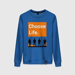 Свитшот хлопковый женский Choose Life, цвет: синий