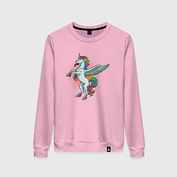 Свитшот хлопковый женский Единорог с крыльями, цвет: светло-розовый