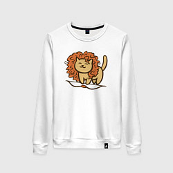 Свитшот хлопковый женский Cat Lion, цвет: белый