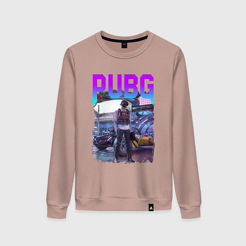 Женский свитшот PUBG NEON ПУБГ НЕОН Z / Пыльно-розовый – фото 1
