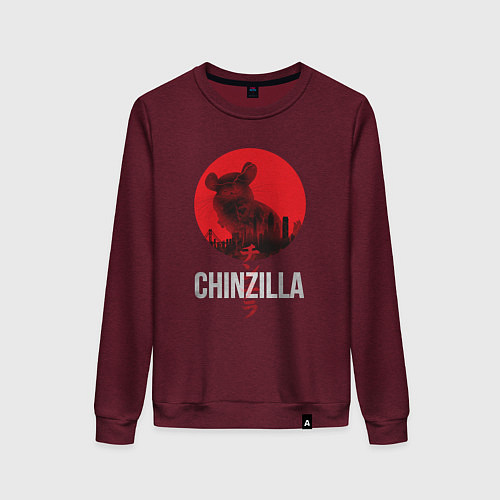 Женский свитшот Chinzilla white / Меланж-бордовый – фото 1