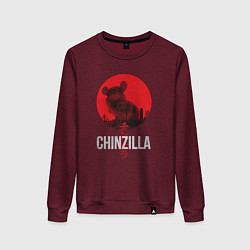 Свитшот хлопковый женский Chinzilla white, цвет: меланж-бордовый