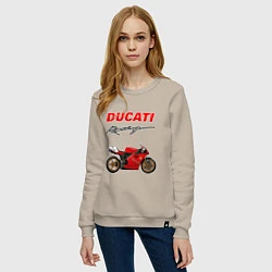 Свитшот хлопковый женский DUCATI ДУКАТИ MOTOSPORT, цвет: миндальный — фото 2