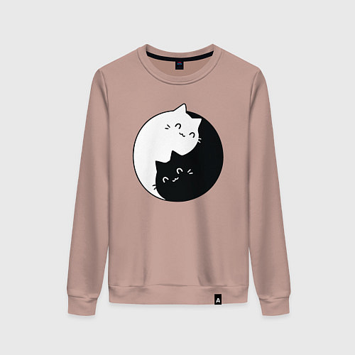 Женский свитшот Инь Ян Котики / Пыльно-розовый – фото 1