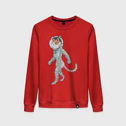 Свитшот хлопковый женский Рыжий космонавт, цвет: красный