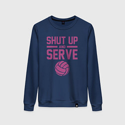 Свитшот хлопковый женский Shut Up And Serve, цвет: тёмно-синий