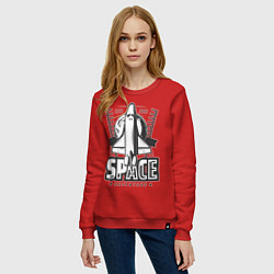 Свитшот хлопковый женский Космический корабль, цвет: красный — фото 2