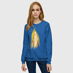 Свитшот хлопковый женский Банан, цвет: синий — фото 2