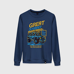 Свитшот хлопковый женский Авто внедорожник, цвет: тёмно-синий