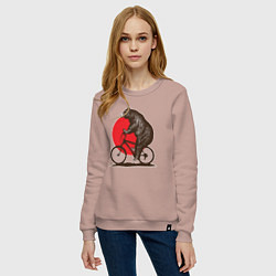 Свитшот хлопковый женский Медведь на велосиеде, цвет: пыльно-розовый — фото 2