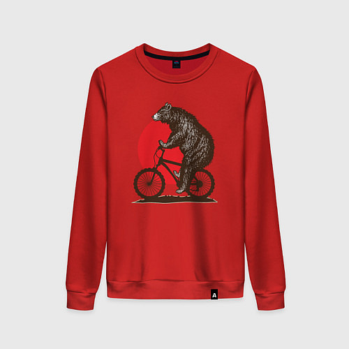 Женский свитшот Медведь на велосиеде / Красный – фото 1