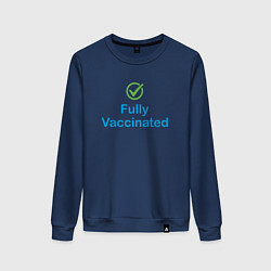 Свитшот хлопковый женский Полная вакцинация, цвет: тёмно-синий