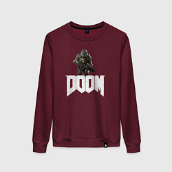 Свитшот хлопковый женский Doom 2016, цвет: меланж-бордовый