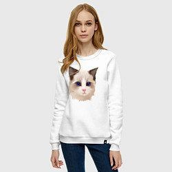 Свитшот хлопковый женский Хмурый кот, цвет: белый — фото 2