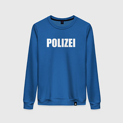 Свитшот хлопковый женский POLIZEI Полиция Надпись Белая, цвет: синий