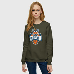 Свитшот хлопковый женский Tiger Basketball, цвет: хаки — фото 2