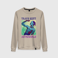 Свитшот хлопковый женский ASTROWORLD TRAVIS SCOTT Z, цвет: миндальный