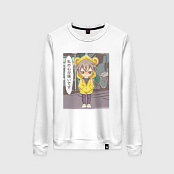 Свитшот хлопковый женский Злой аниме ребёнок Chibi Kid, цвет: белый