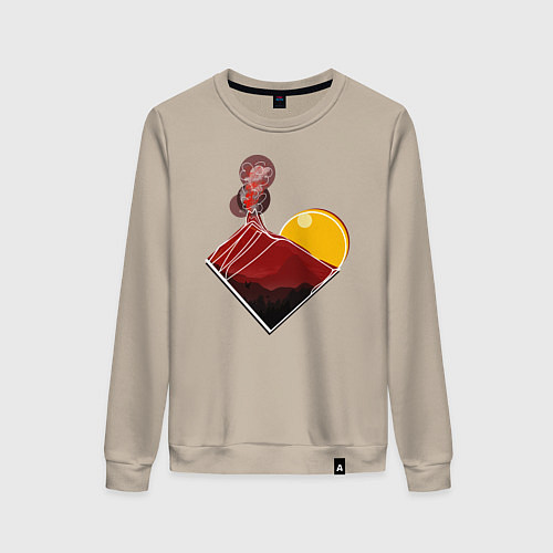 Женский свитшот Вулкан в горах / Миндальный – фото 1