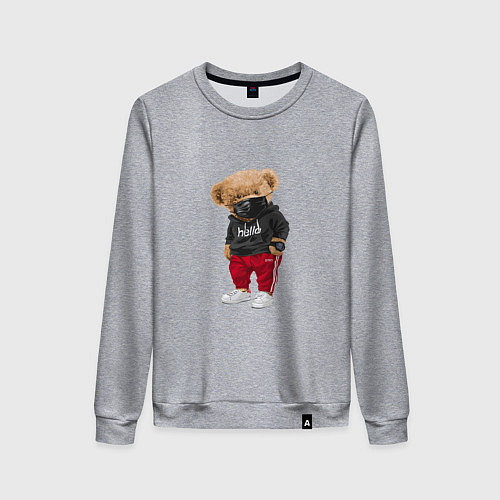 Женский свитшот Крутой медвежонок в спортивках / Меланж – фото 1