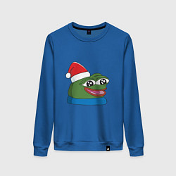 Свитшот хлопковый женский Pepe, pepe happy, Пепе хеппи, pepe happy new year, цвет: синий