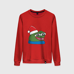 Женский свитшот Pepe, pepe happy, Пепе хеппи, pepe happy new year