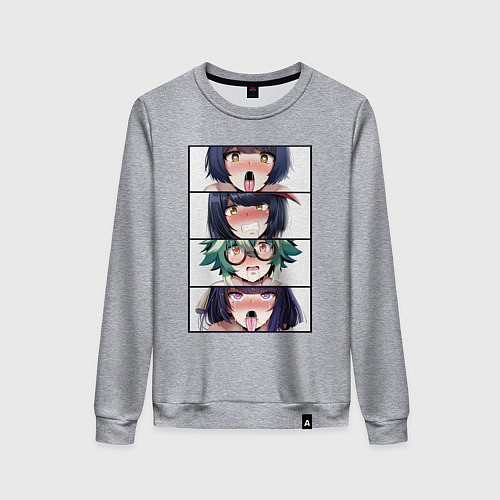 Женский свитшот Genshin Impact Ahegao face / Меланж – фото 1