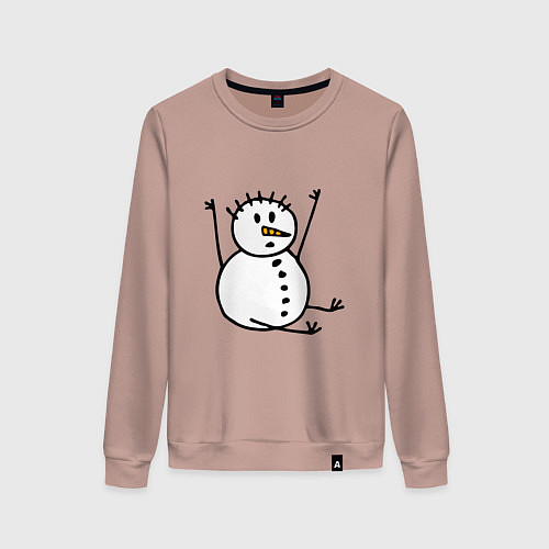 Женский свитшот Снеговик в дудл-стиле / Пыльно-розовый – фото 1