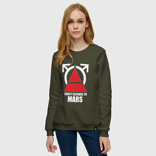 Женский свитшот 30 Seconds To Mars Logo / Хаки – фото 3