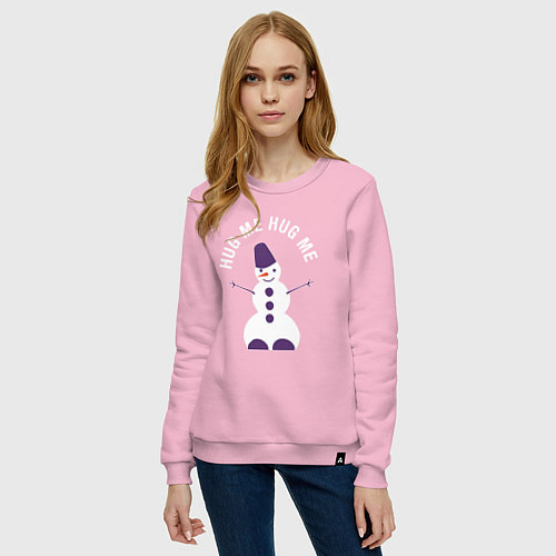 Женский свитшот Снеговик 2022 / Светло-розовый – фото 3
