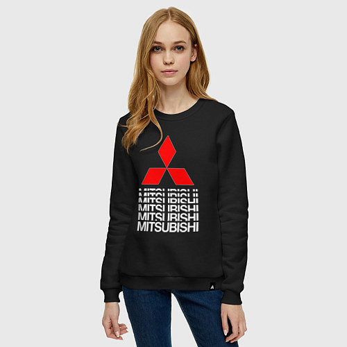 Женский свитшот MITSUBISHI МИЦУБИСИ МИТСУБИСИ МИЦУБИШИ LOGO STYLE / Черный – фото 3