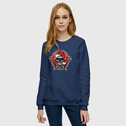 Свитшот хлопковый женский Skull Santa, цвет: тёмно-синий — фото 2