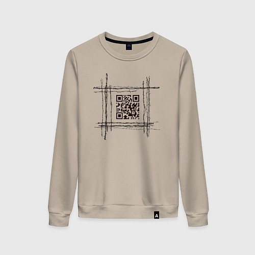 Женский свитшот QR за колючкой / Миндальный – фото 1