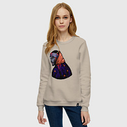 Свитшот хлопковый женский Опасный Многознаал, цвет: миндальный — фото 2