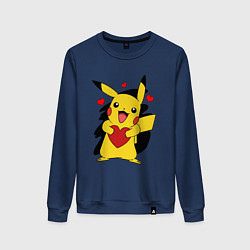 Свитшот хлопковый женский ПИКАЧУ И СЕРДЕЧКО POKENON PIKACHU LOVE, цвет: тёмно-синий