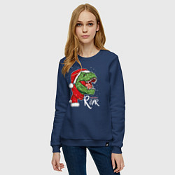 Свитшот хлопковый женский T-rex Merry Roar, цвет: тёмно-синий — фото 2