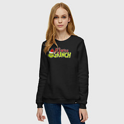 Свитшот хлопковый женский Mama Grinch Family, цвет: черный — фото 2