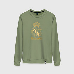 Свитшот хлопковый женский Real Madrid gold logo, цвет: авокадо