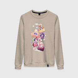 Свитшот хлопковый женский Чиби Инадзума, цвет: миндальный