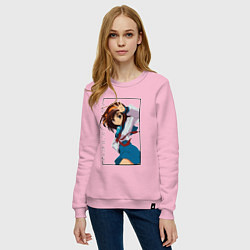 Свитшот хлопковый женский Меланхолия Харухи Судзумии Харухи Судзумия, цвет: светло-розовый — фото 2