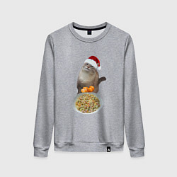Женский свитшот Новогодний кот и оливье