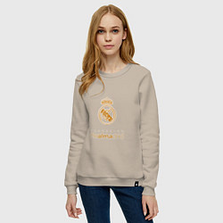 Свитшот хлопковый женский Real Madrid Logo, цвет: миндальный — фото 2