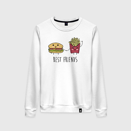 Женский свитшот Hamburger and fries are best friends / Белый – фото 1