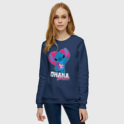 Свитшот хлопковый женский Ohana forever, цвет: тёмно-синий — фото 2