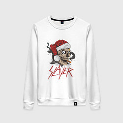 Свитшот хлопковый женский SLAYER SKULL SANTA NEW YEAR, цвет: белый