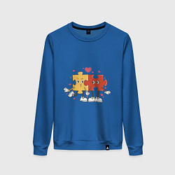 Свитшот хлопковый женский Влюбленная пара - пазлы, цвет: синий