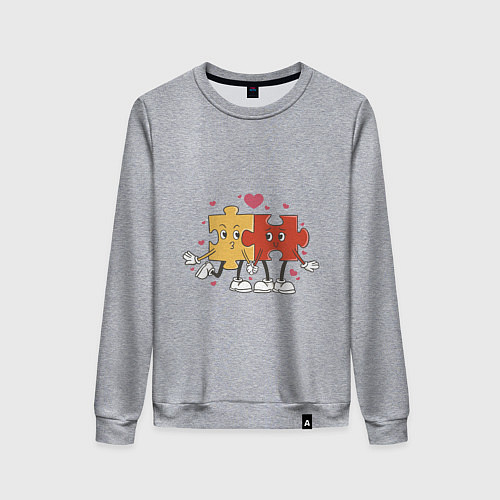 Женский свитшот Влюбленная пара - пазлы / Меланж – фото 1